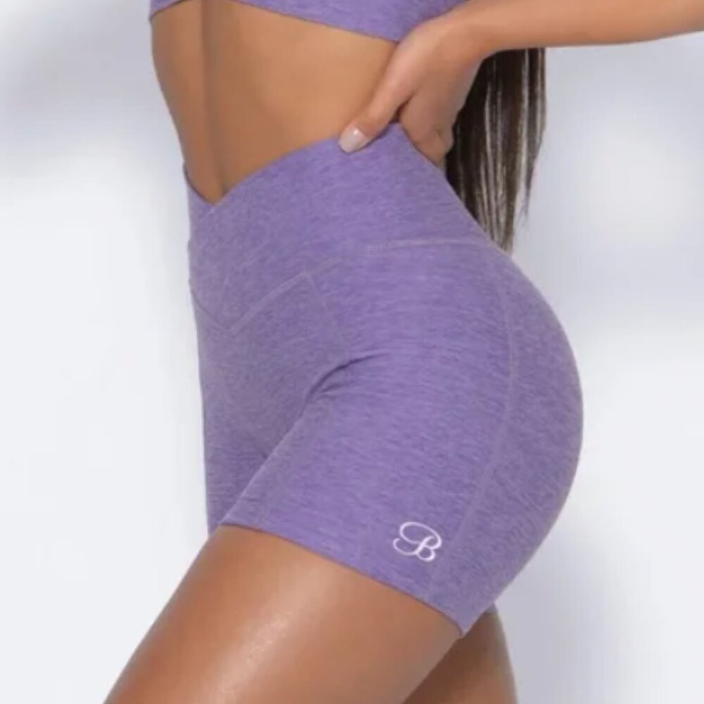 Bombshell Sportswear Tiny Waist V Front Scrunch Butt Shorts Violet Size Small - Picture 3 of 12